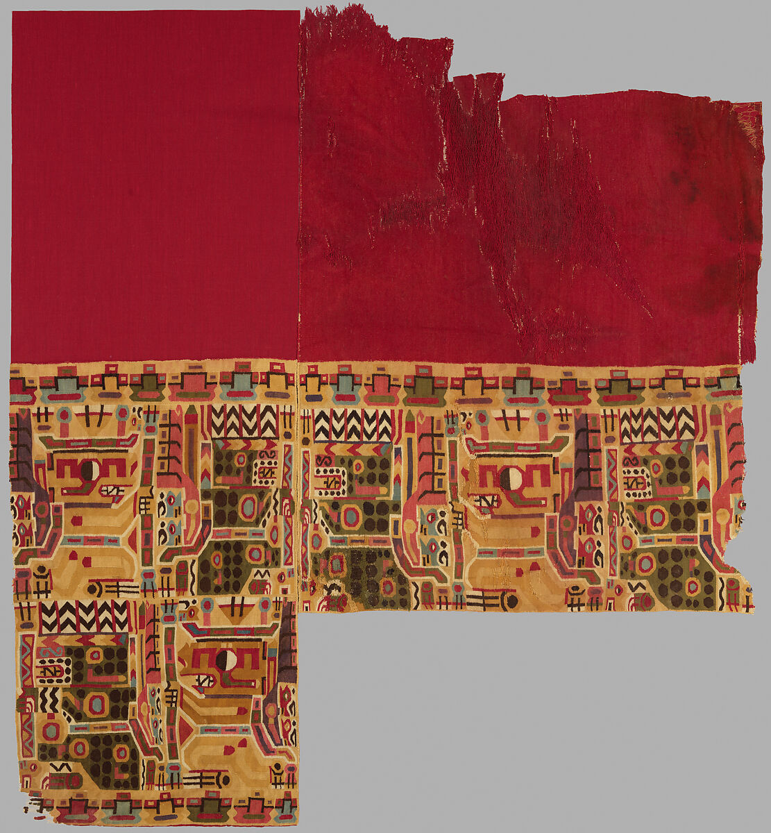 Tunic Fragment, Camelid hair, cotton, Wari