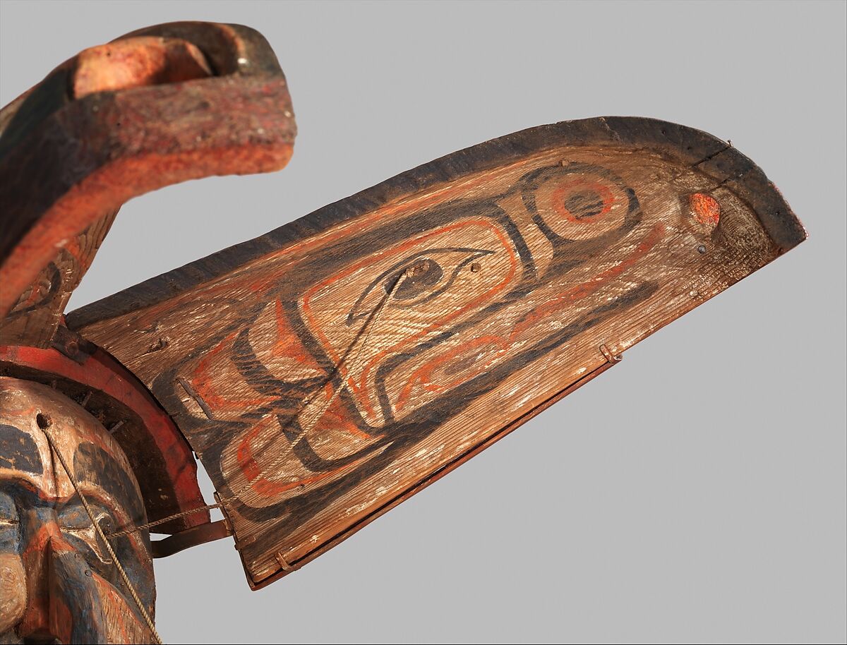 Whale Transformation Mask, Wood, paint, cord, metal, leather, denim, Kwakwaka’wakw (Kwakiutl)