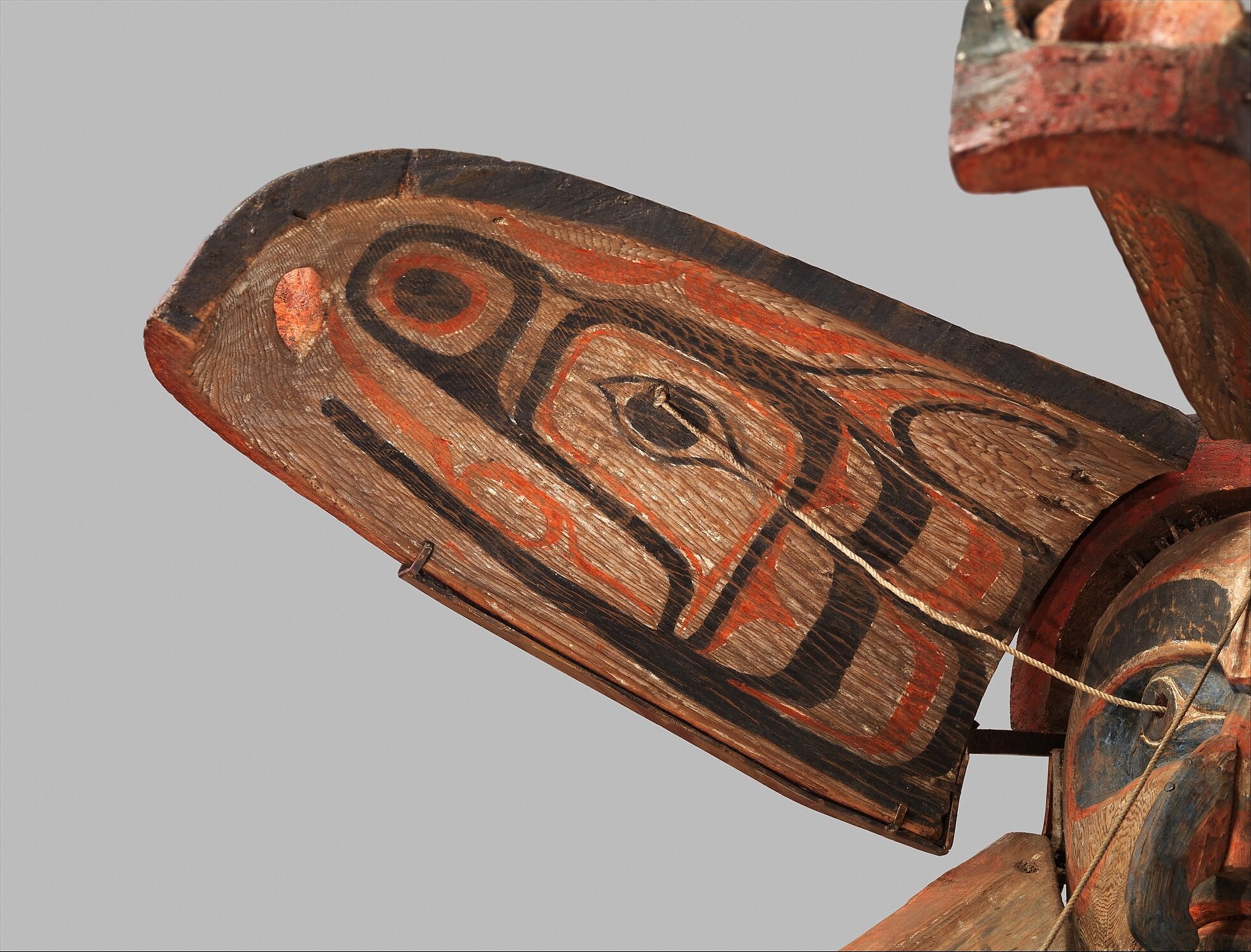 Whale Transformation Mask, Wood, paint, cord, metal, leather, denim, Kwakwaka’wakw (Kwakiutl)