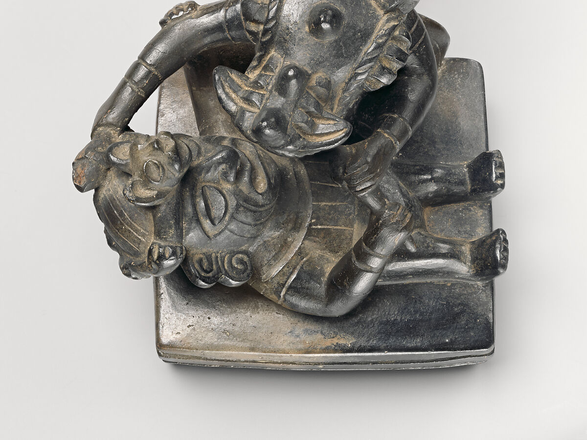 Stirrup-spout bottle with combat scene, Moche artist, Ceramic, Moche