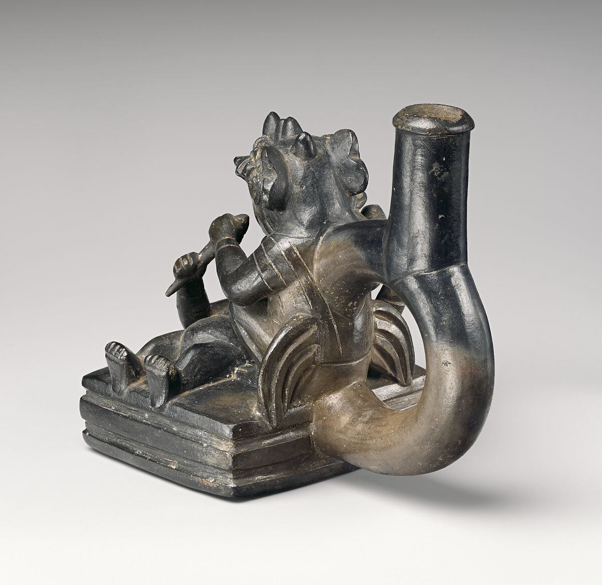 Stirrup-spout bottle with combat scene, Moche artist, Ceramic, Moche