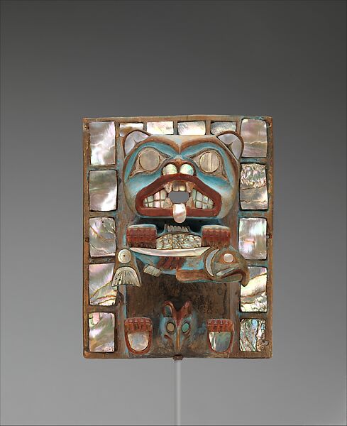 Headdress Frontlet, Wood, paint, shell, Tsimshian (?) 