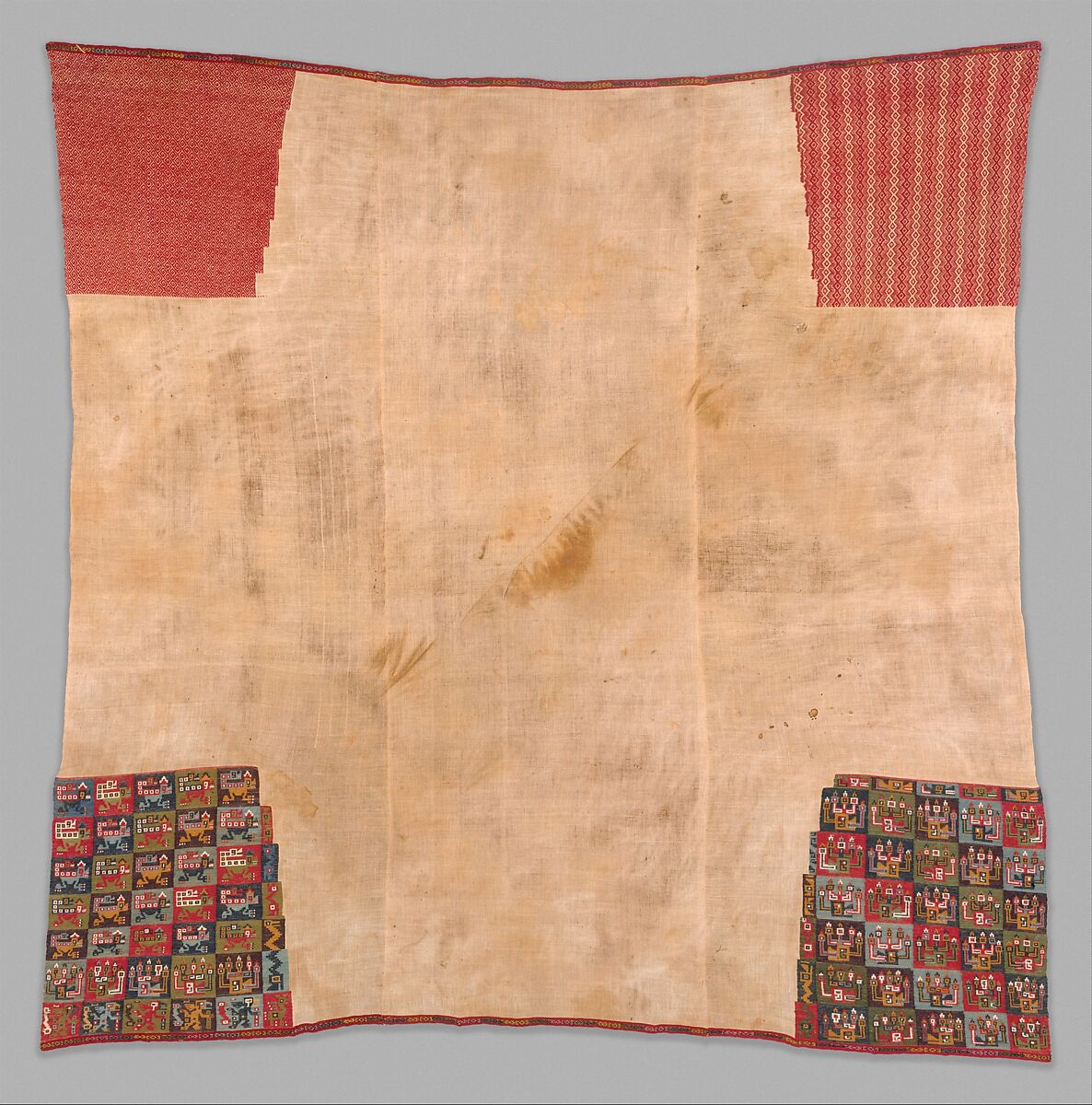 Mantle, Cotton, camelid hair, Wari