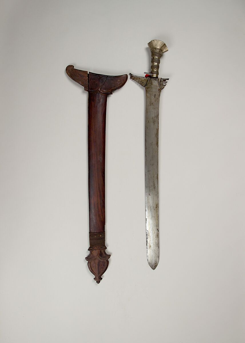 Kris with Sheath, Steel, wood, silver, Philippine, Moro