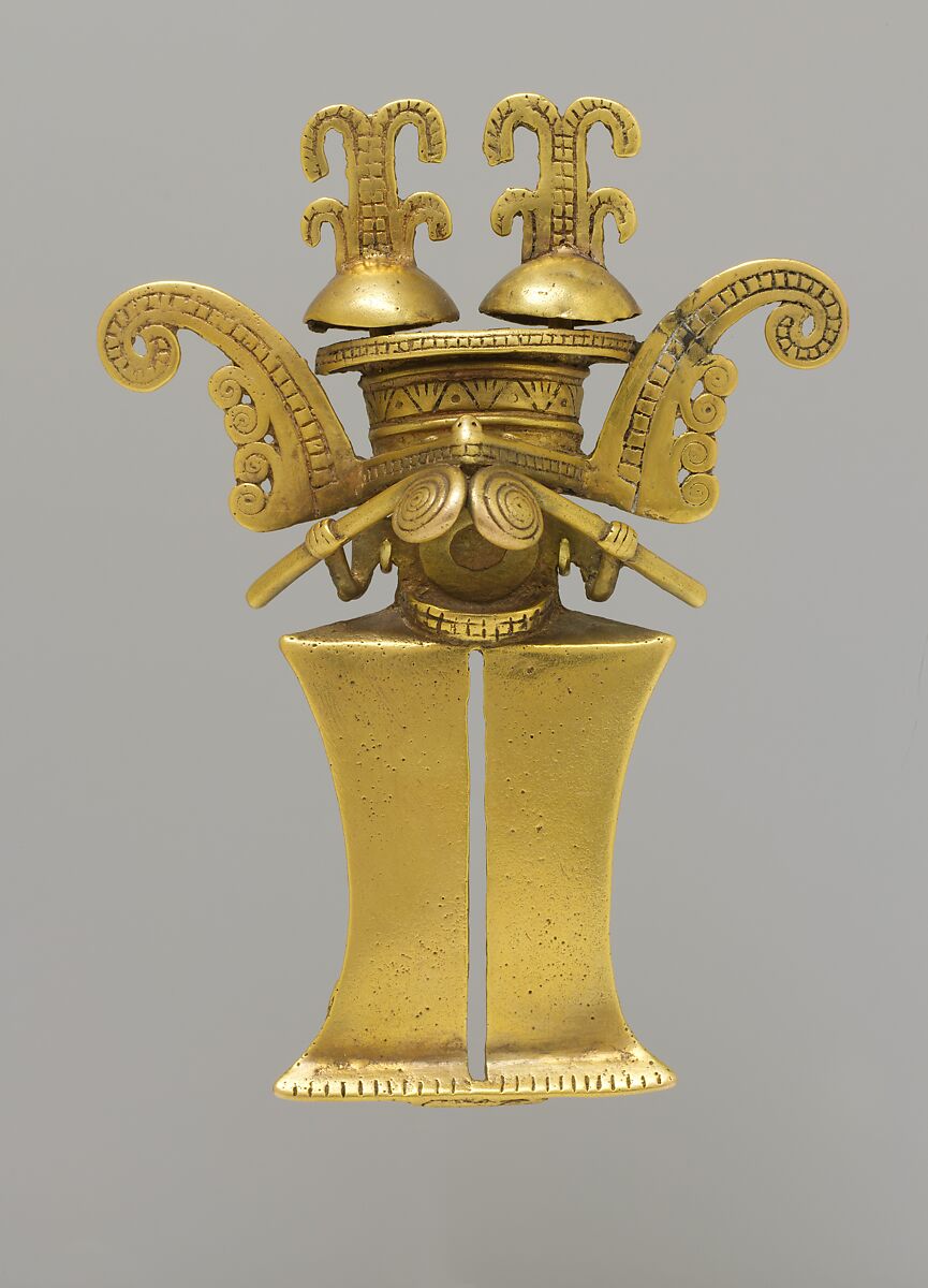 Masked Figure Pendant, Gold (cast alloy), Tolima (?)