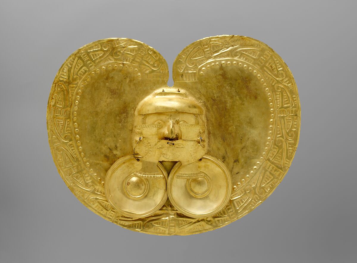 Pectoral with Face, Gold (hammered), Calima (Yotoco) 