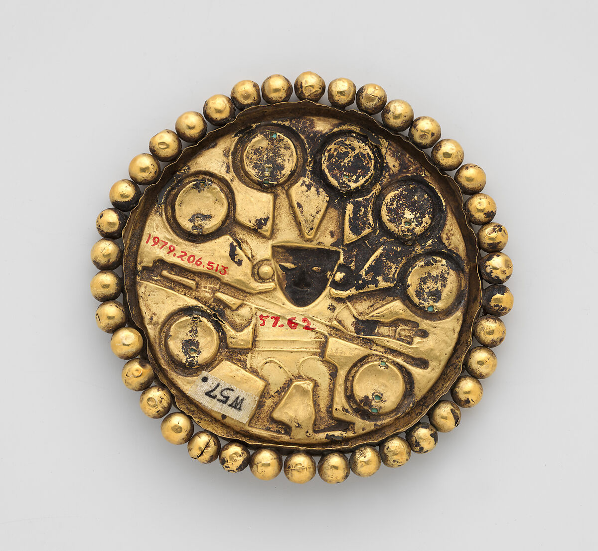 Earflare Frontal, Gold, turquoise, Moche