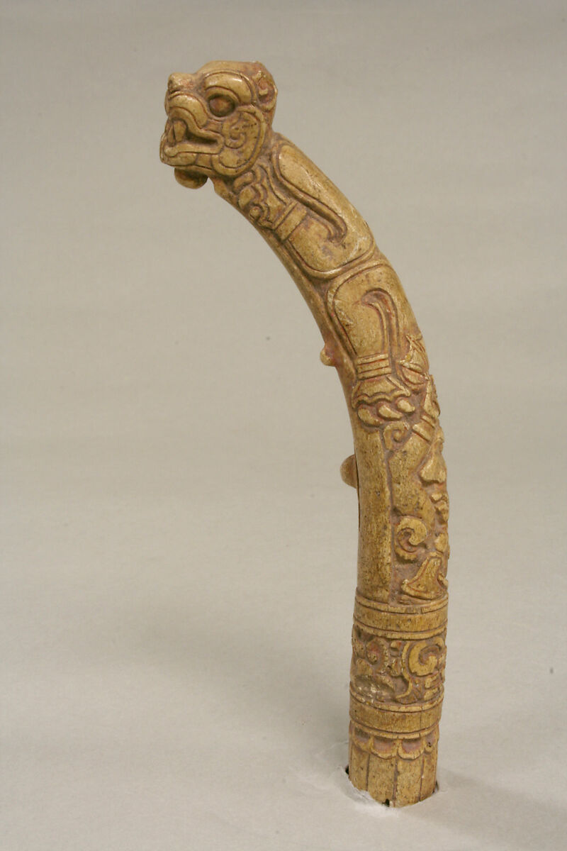 Throwing Stick (?), Horn (antler of white tailed deer), pigment, Mixtec