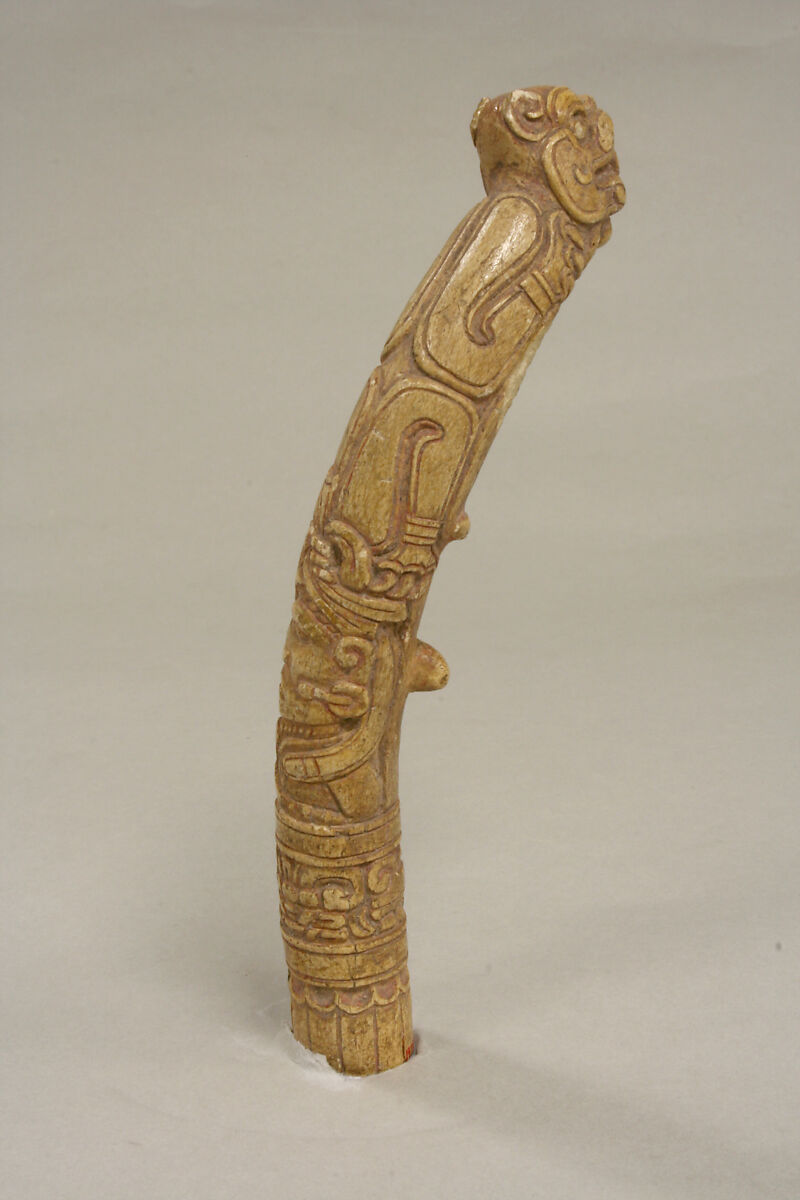 Throwing Stick (?), Horn (antler of white tailed deer), pigment, Mixtec