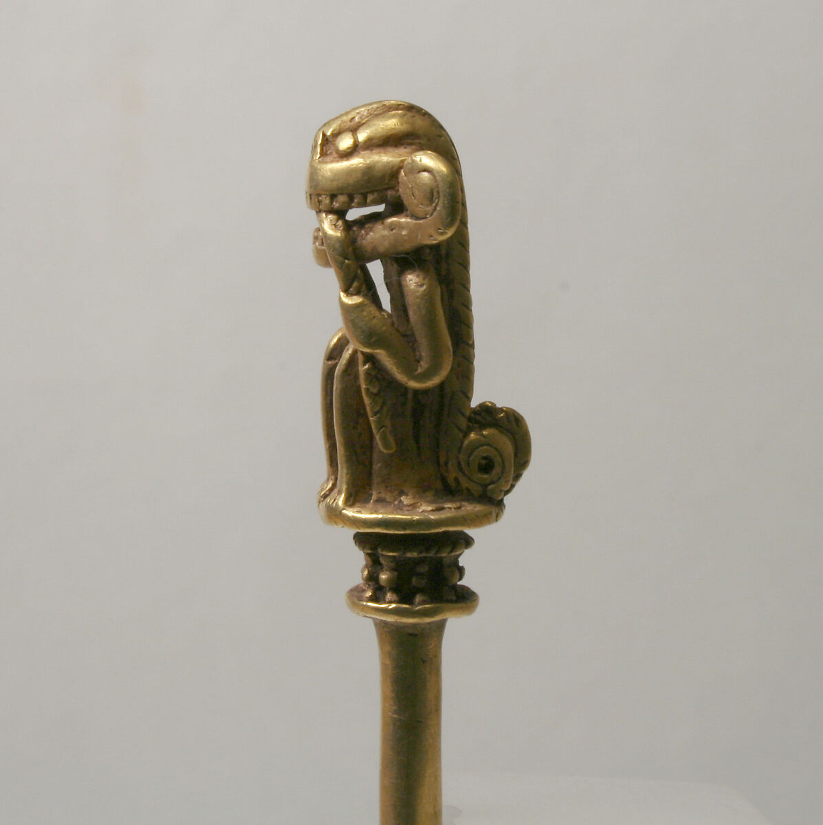 Lime Dipper or Pin, Monkey, Gold (cast alloy), Calima (Yotoco)