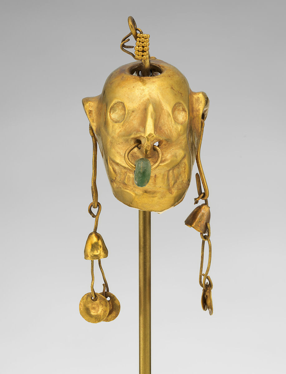 Ornament, Head, Gold, amazonite, Tolita-Tumaco 