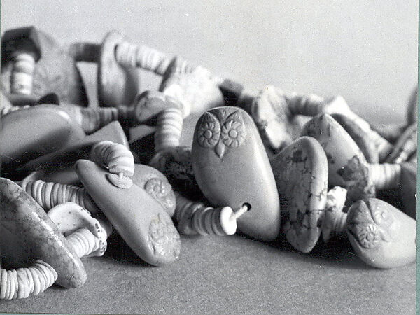 Necklace of Coral, Turquoise, Shell and Stone Beads, Coral, turquoise, shell, stone, string, Zuni