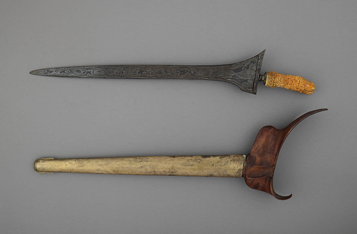 Kris with Sheath, Steel, wood, ivory, brass, Madurese