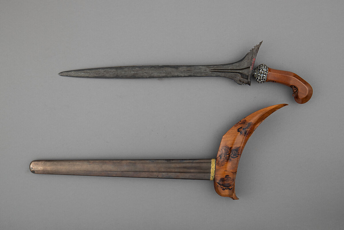 Kris with Sheath, Steel, wood, silver, bronze, gold, possibly diamonds, Javanese, Surakarta