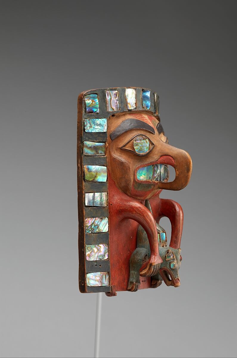 Headdress Frontlet, Wood, paint, shell, Tsimshian (?) 