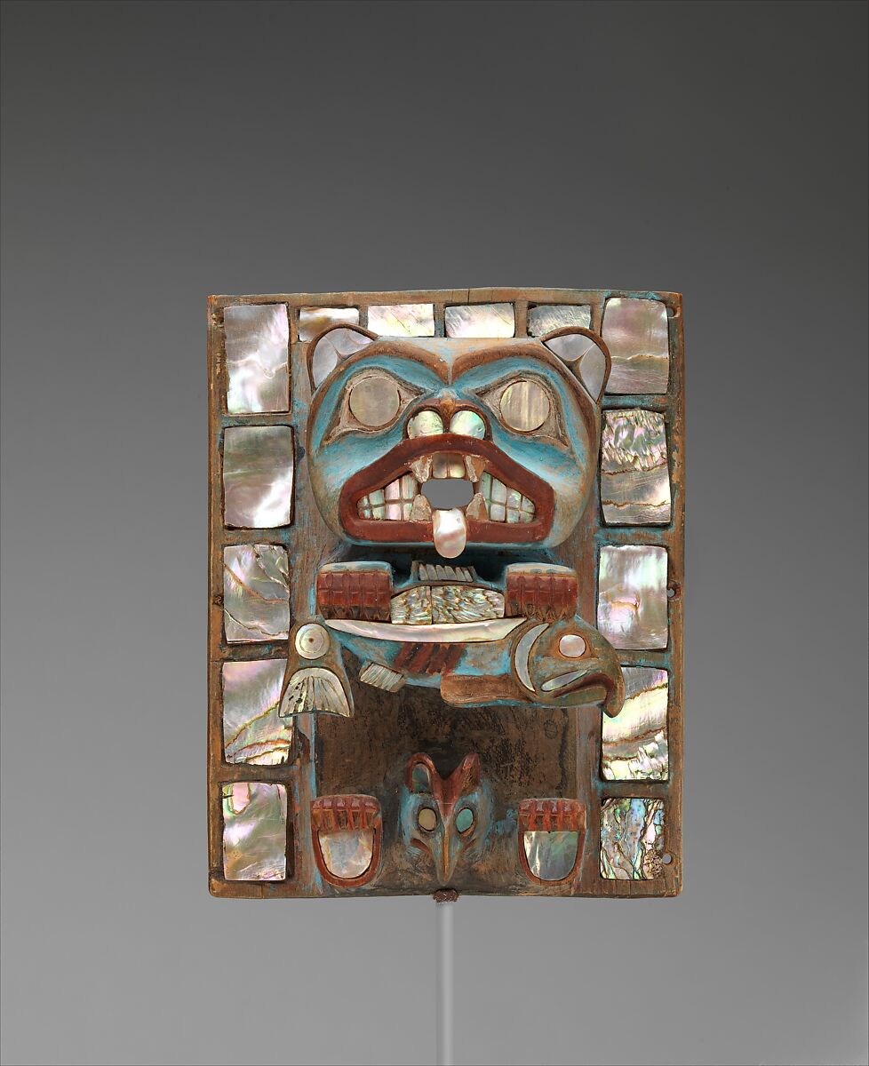 Headdress Frontlet, Wood, paint, shell, Tsimshian (?)