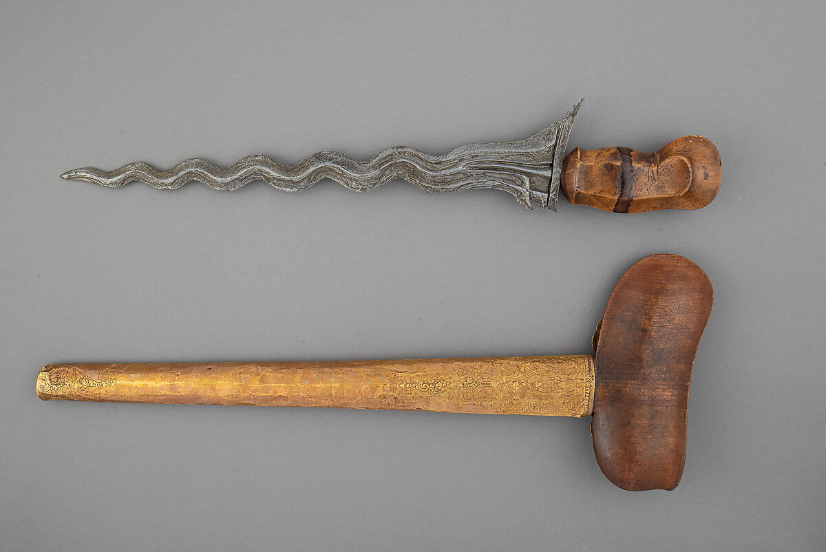 Kris with Sheath, Steel, wood, brass, Balinese