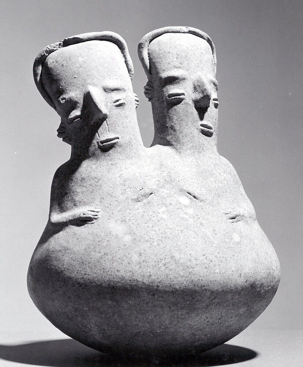 Bottle with Two Heads, Ceramic, Quimbaya