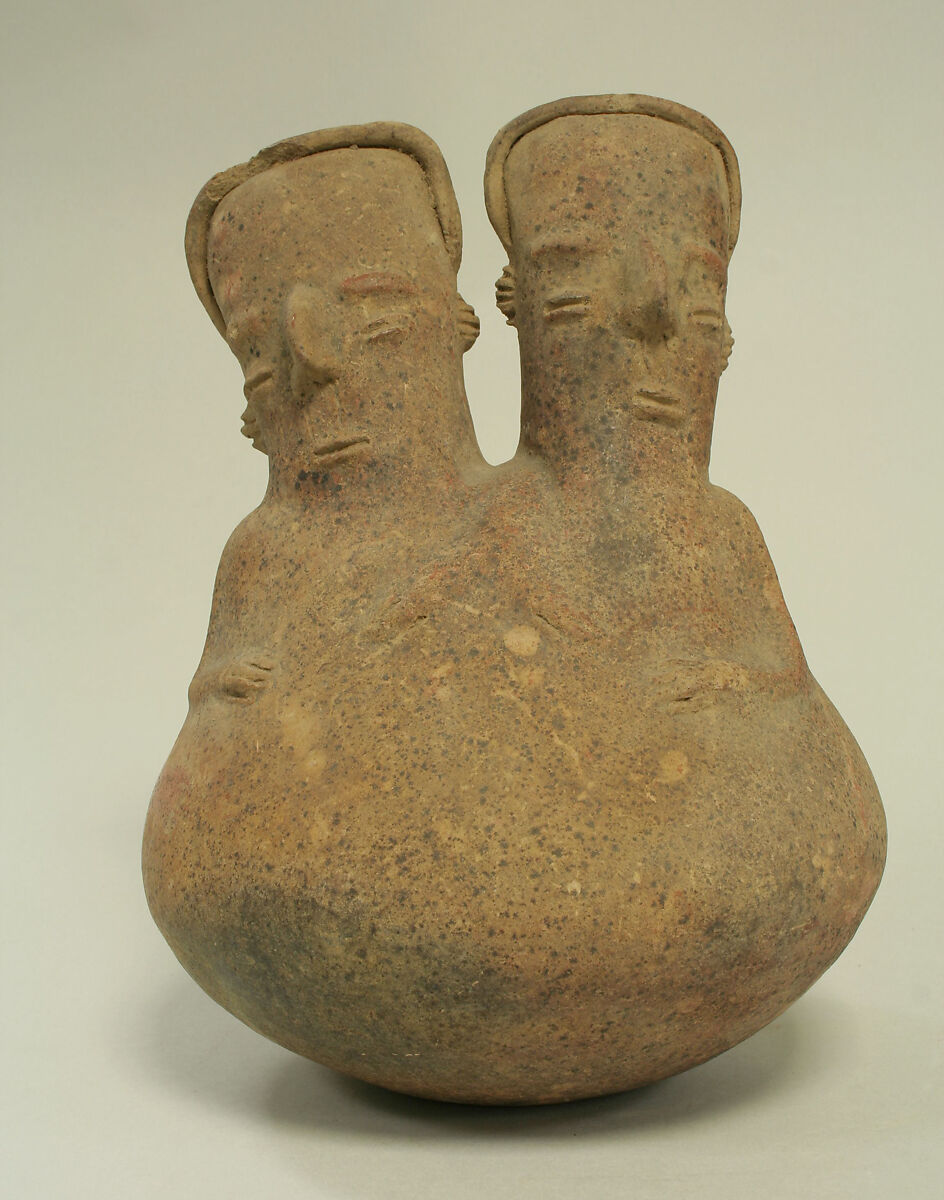 Bottle with Two Heads, Ceramic, Quimbaya 