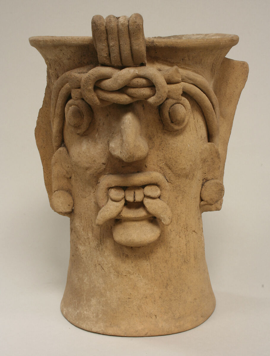 Ceramic Head Vessel, Ceramic, Toltec (?) 