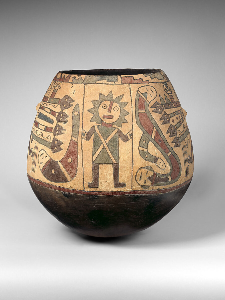 Neckless jar with complex scene, Paracas artist(s), Ceramic, post-fire paint, Paracas