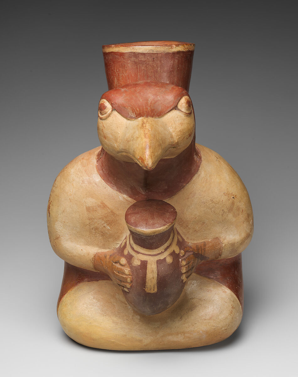 Bird jar, Moche artist(s), Ceramic, slip, Moche