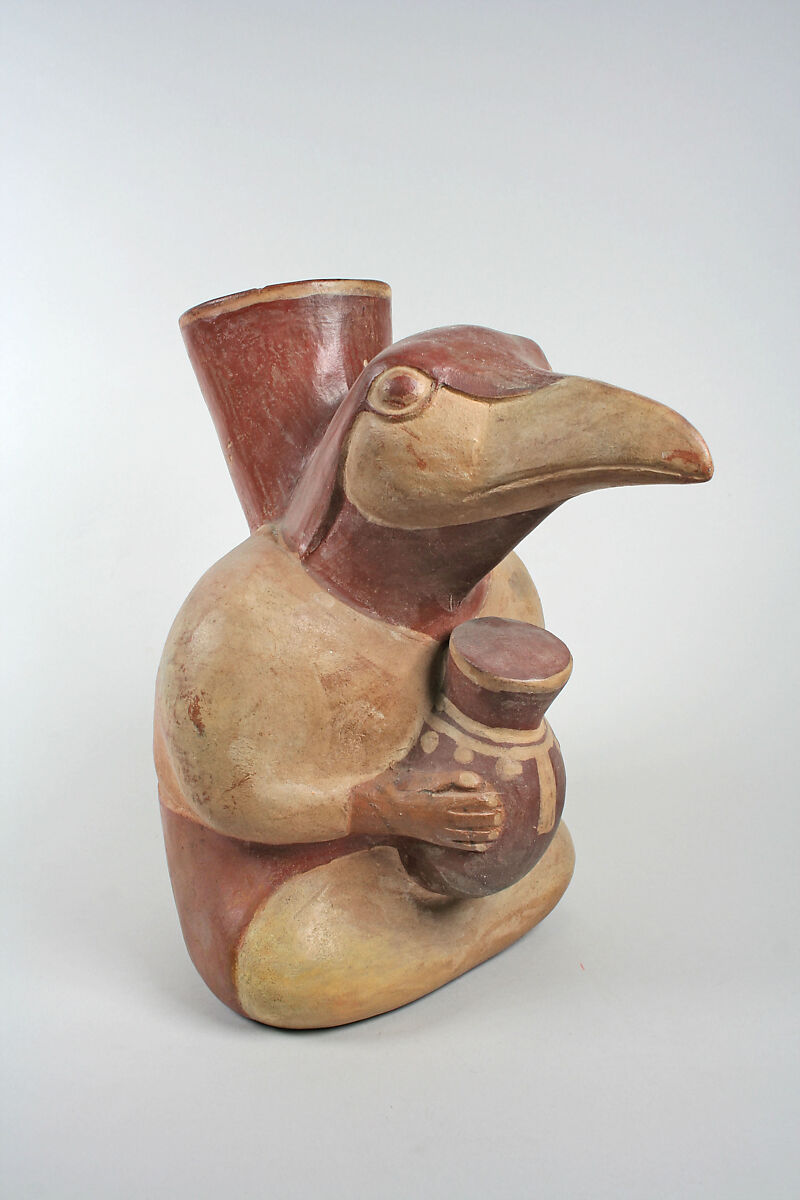 Bird jar, Moche artist(s), Ceramic, slip, Moche