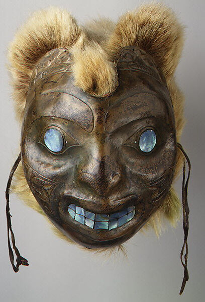 Sea Bear Mask, Copper, abalone shell, fur, Haida