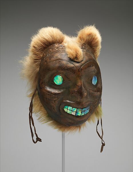 Sea Bear Mask, Copper, abalone shell, fur, Haida 