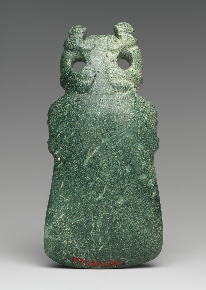 Celt pendant, Greater Nicoya or Central region artitst(s), Jade quartz (chrysoprase or prase), Guanacaste-Nicoya