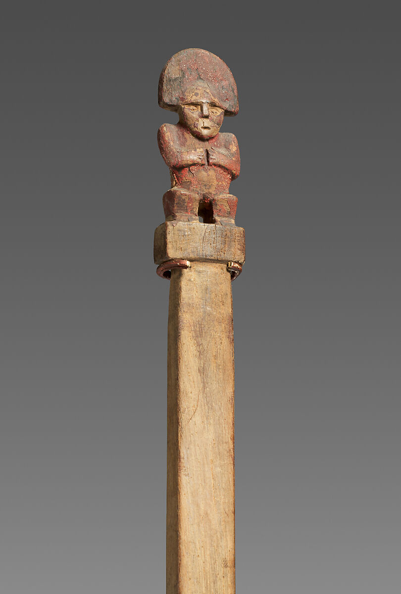 Funerary staff, Inca artist(s), Wood, paint, metal, copper, Inca