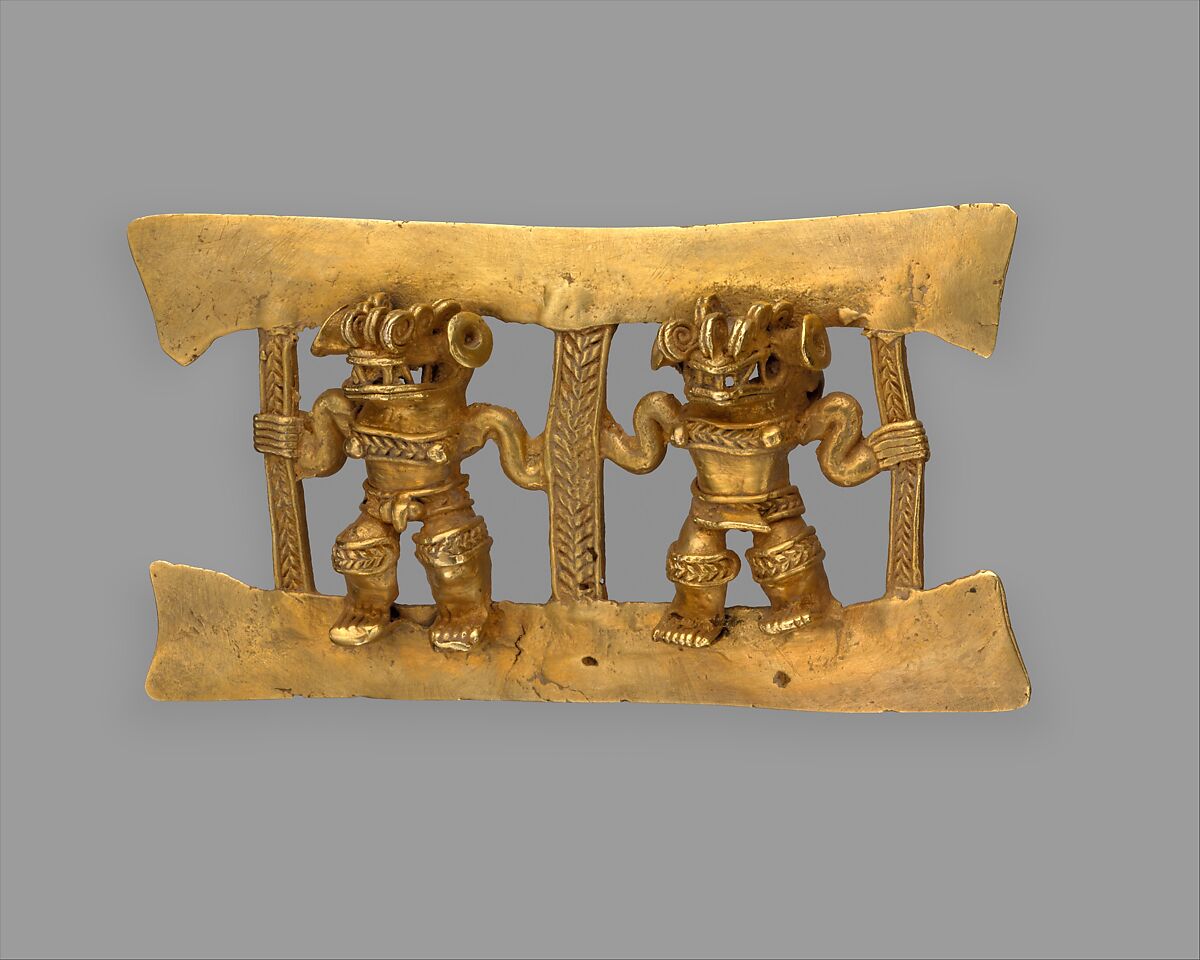 Crocodile-Head Figure Pendant, Gold (cast), Veraguas 