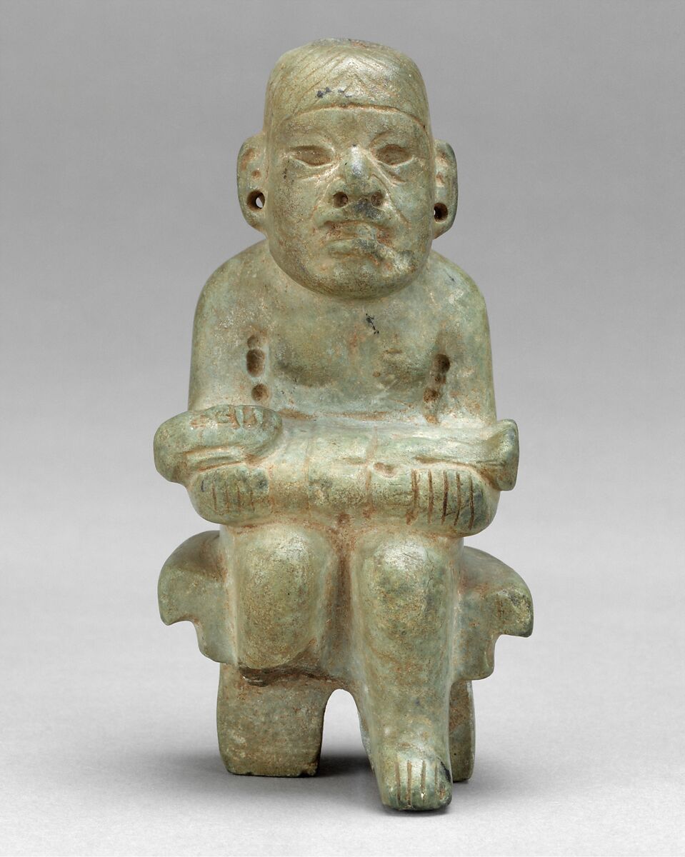 Seated Bench Figure, Serpentine, Olmec 