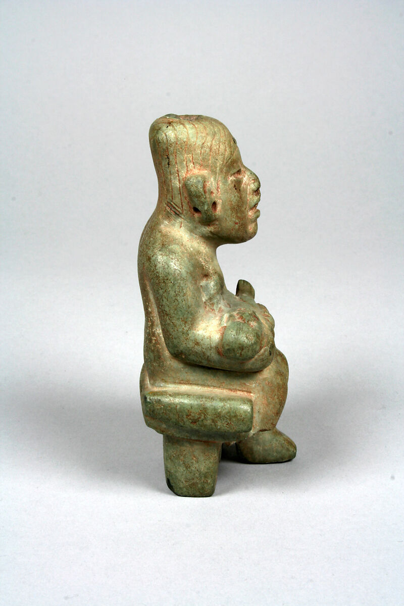 Figure seated on a bench, Olmec artist(s), Serpentine, Olmec