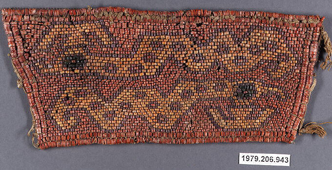 Wrist Ornament, Shell beads (spondylus, coral, orillene, malacite ?), Chimú