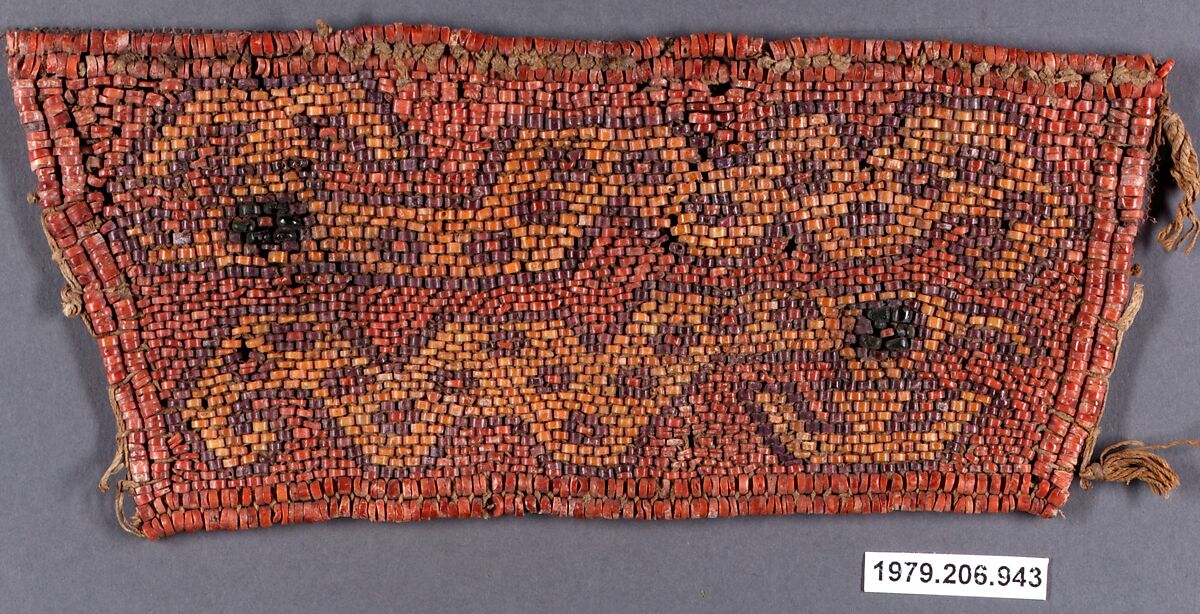 Wrist Ornament, Shell beads (spondylus, coral, orillene, malacite ?), Chimú