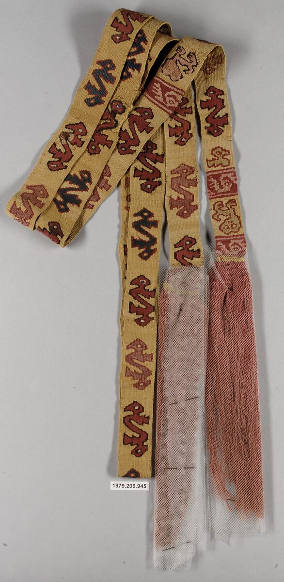 Tapestry Sash, Camelid hair, cotton, Chancay 
