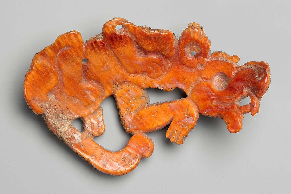 Canine Ornament, Shell (Spondylus), Maya 