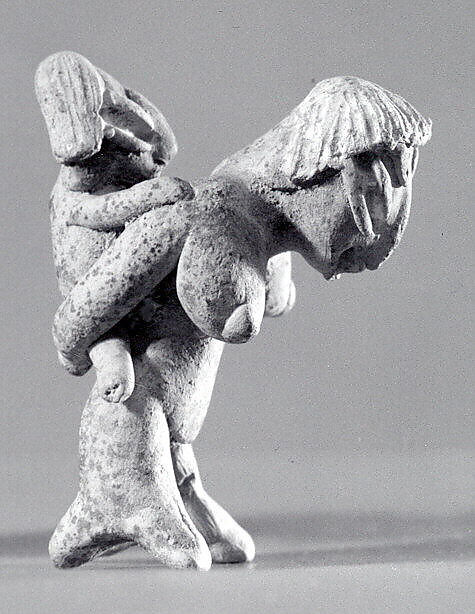 Female with Child on Back, Ceramic, pigment, Chupicuaro