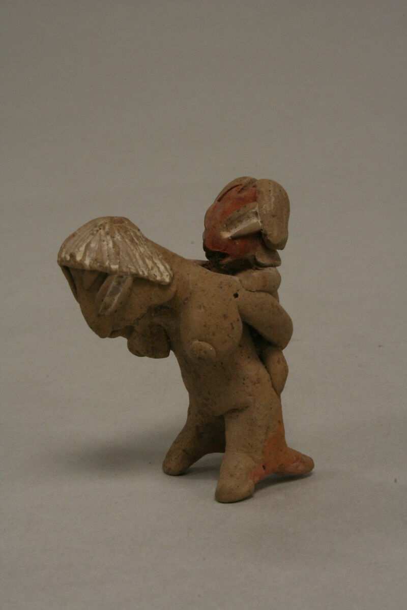 Female with Child on Back, Ceramic, pigment, Chupicuaro 