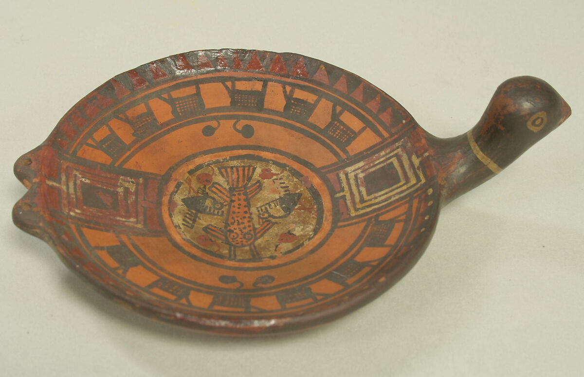 Dish with Bird Head, Ceramic, pigment, Inca 