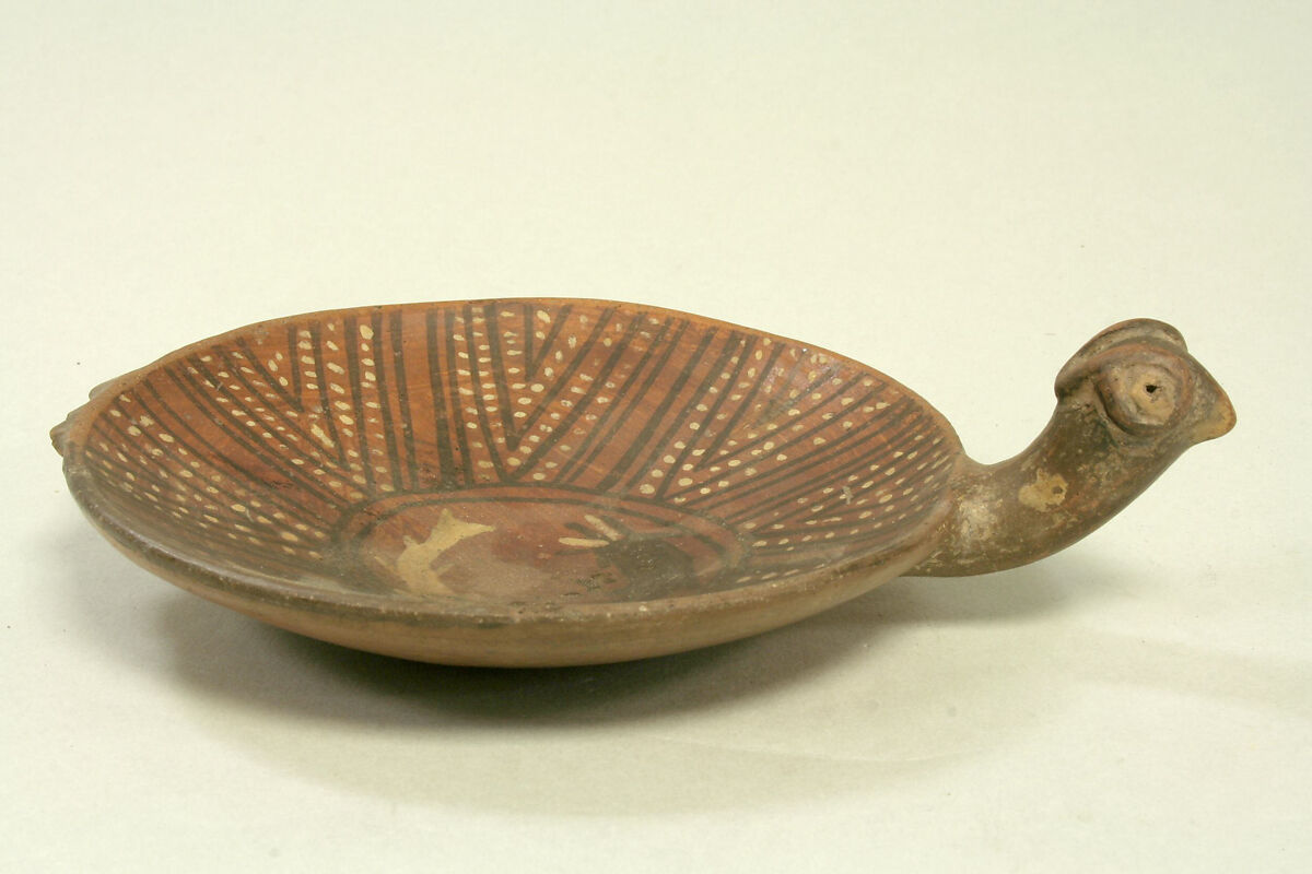 Dish with Bird Head, Ceramic, pigment, Inca 