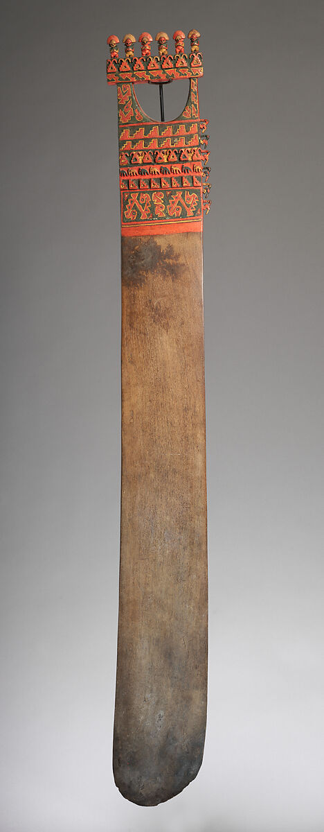 Ceremonial digging stick, Chincha artist(s), Wood, resin paint, metal, Inca 