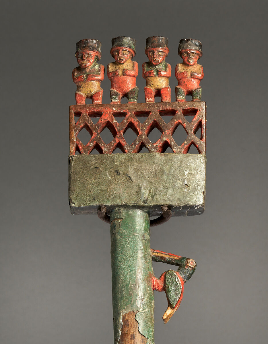 Ceremonial digging stick, Chincha artist(s), Wood, metal, paint, silver, Inca