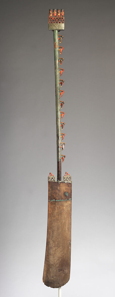 Ceremonial digging stick, Chincha artist(s), Wood, metal, paint, silver, gold (?), cinnabar, Inca 