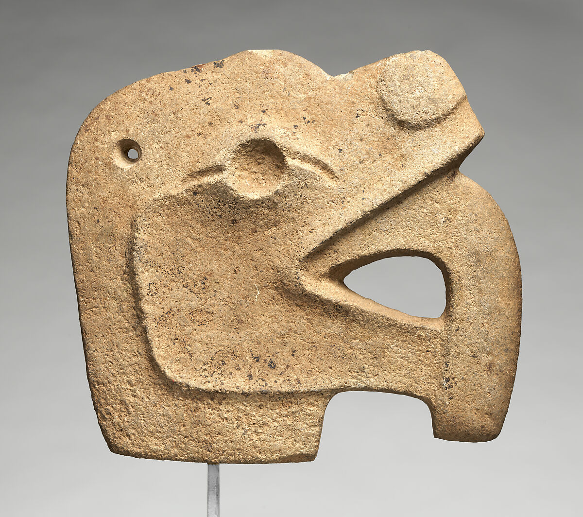 Animal Head Hacha, Stone, Maya 