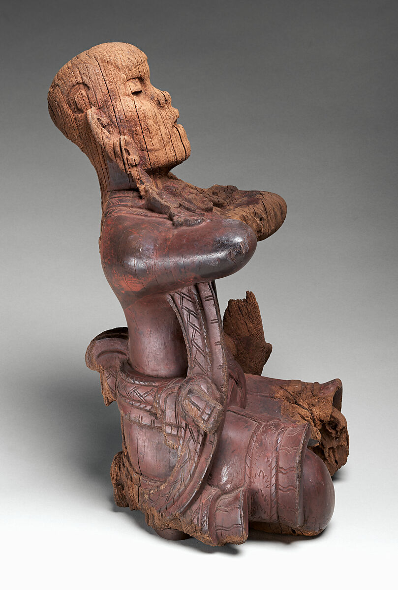 Mirror-bearer, Maya artist(s), Cordia wood (bocote), red hematite, Maya