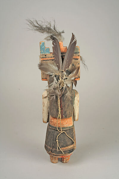 Kachina Doll, Wood, paint, feathers, corn, Hopi