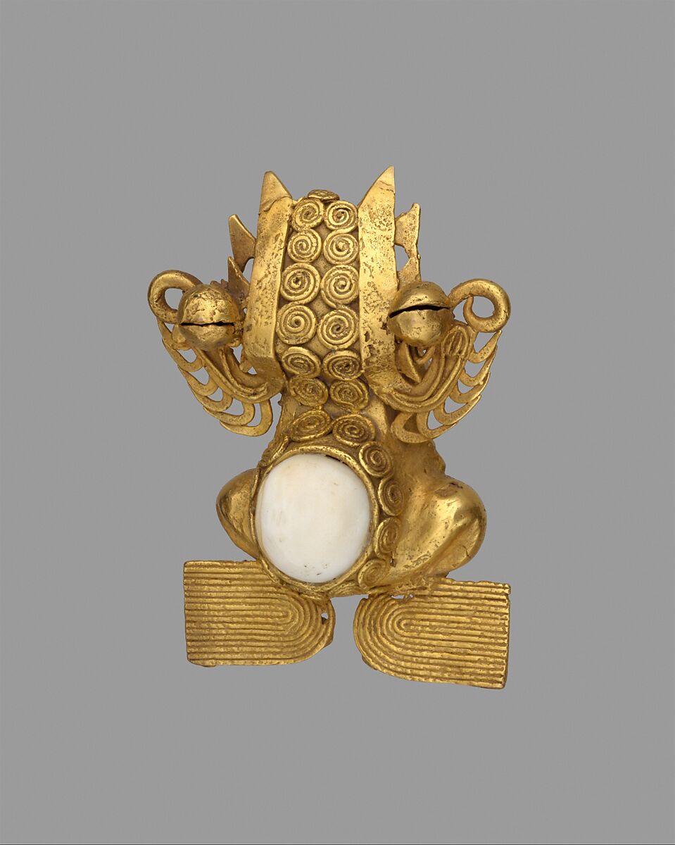 Frog Pendant, Gold, tooth inlay, Coclé (Parita) 