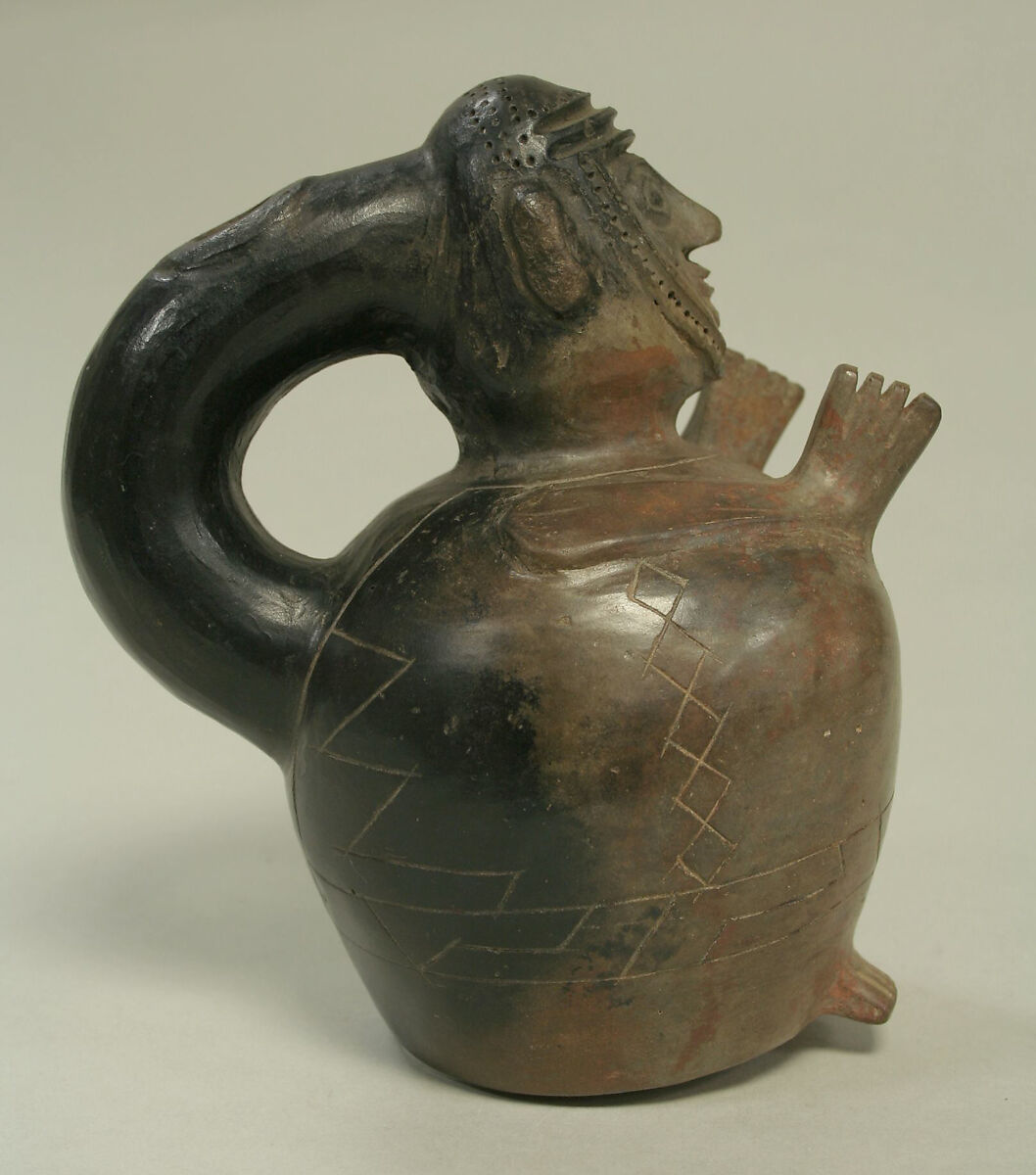 Male Effigy Vessel, Ceramic, pigment, Inca